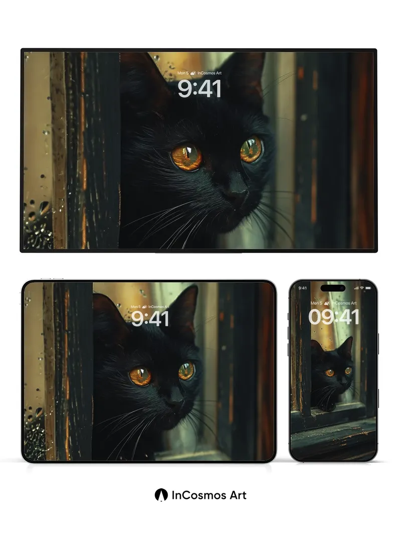 Whispering Shadow Wallpaper with Rain-Streaked Glass