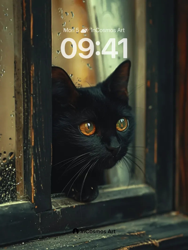 Whispering Shadow Wallpaper with Rain-Streaked Glass