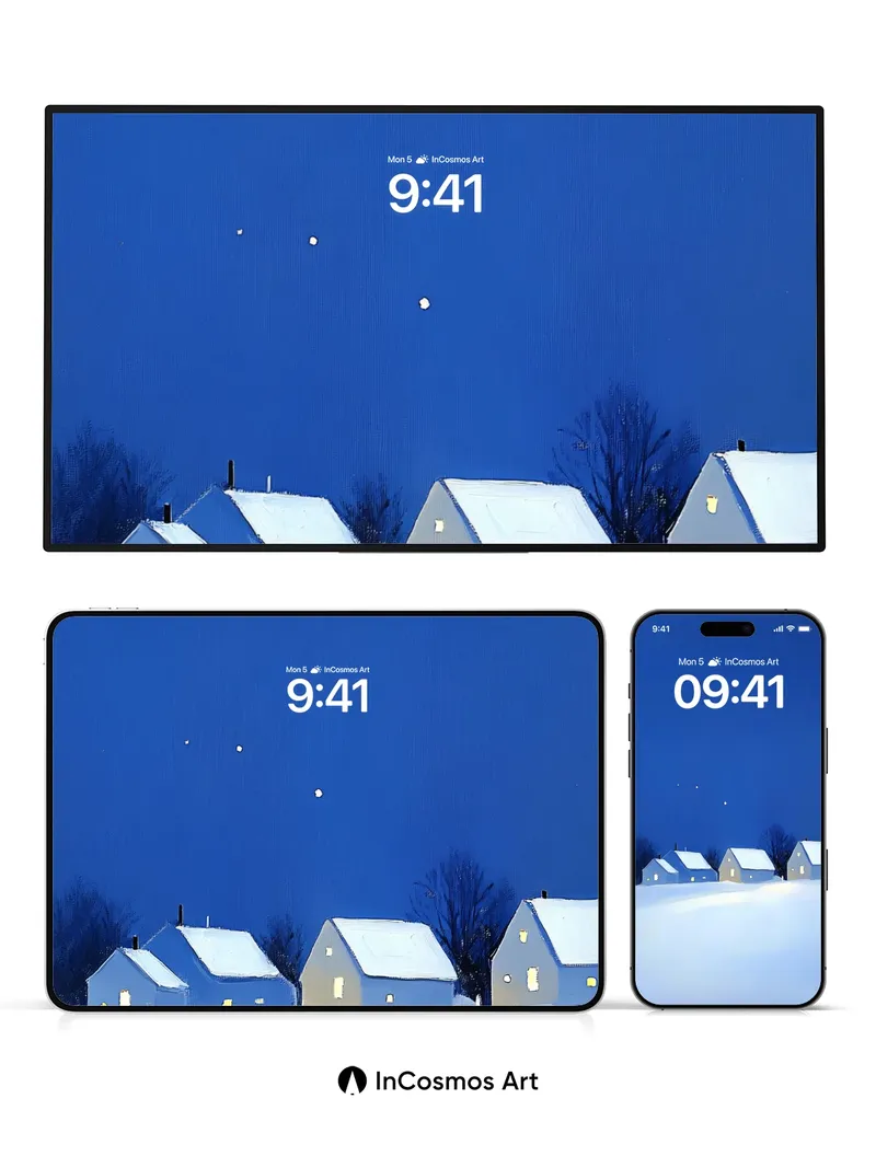 Silent Snowfall Wallpaper with Moonlit Hues