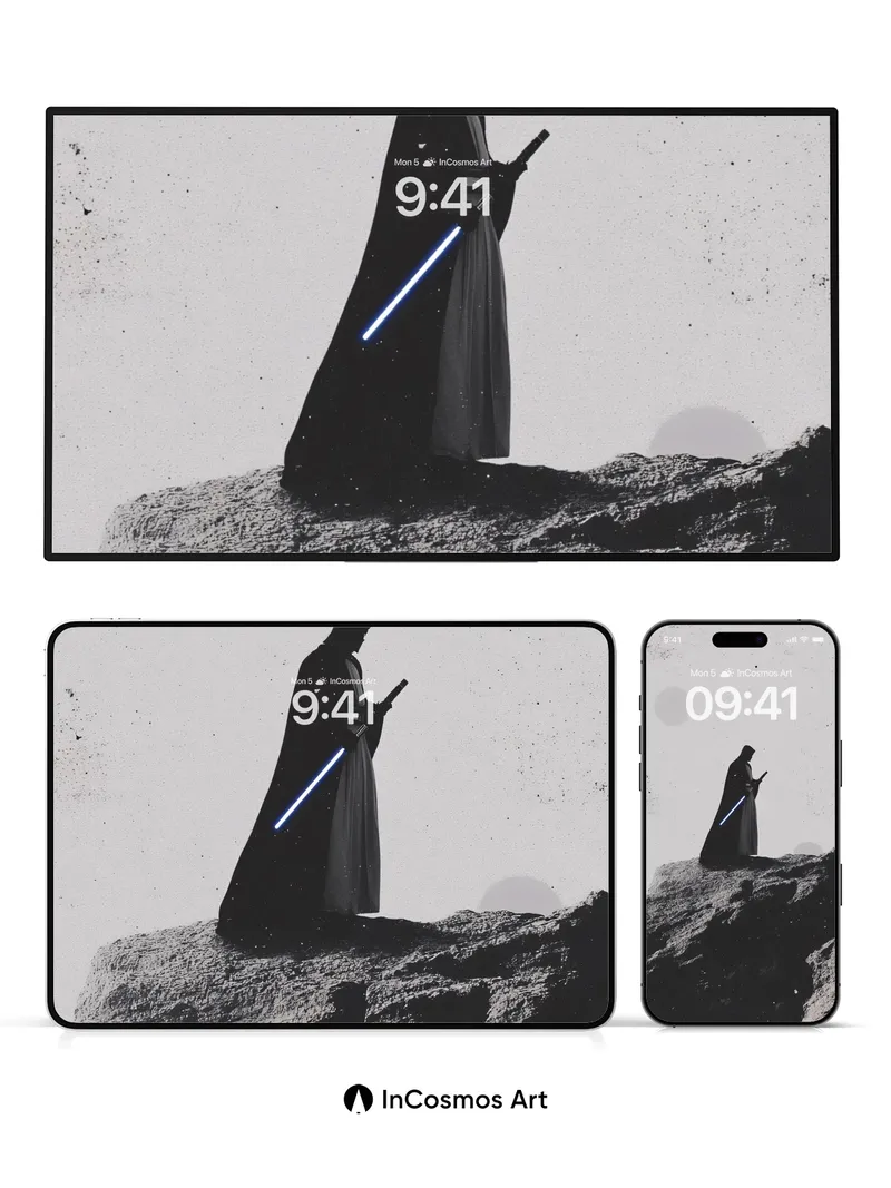 Silent Sentinel Wallpaper with Cosmic Glow