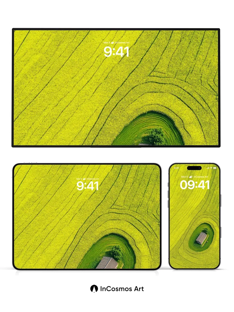 Serenity Spiral Wallpaper with Hidden Farmhouse