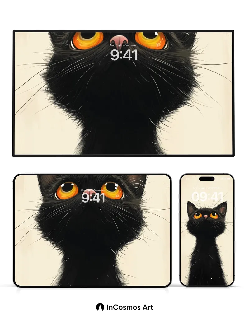 Whispering Shadow Wallpaper with Amber Eyes