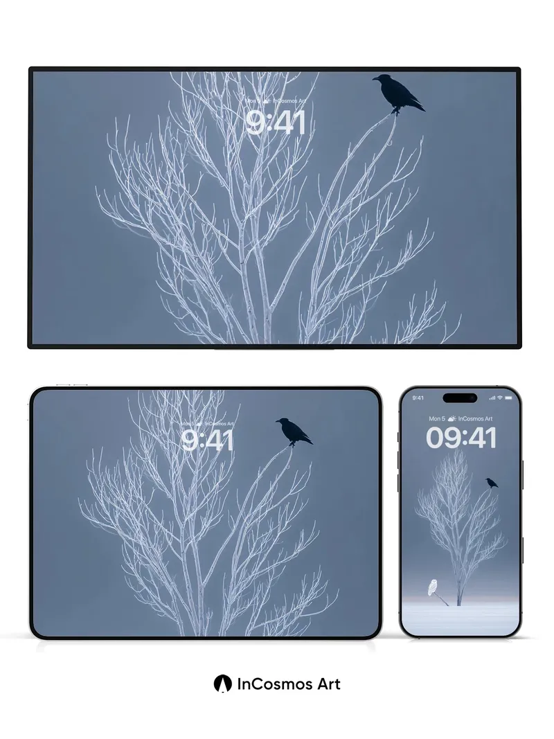 Silent Watch Wallpaper with Frost-etched Branches