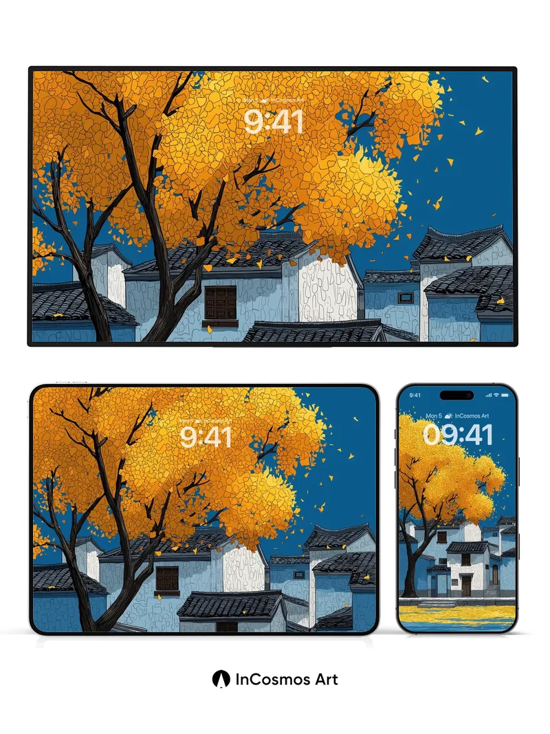 Autumn Reverie Wallpaper with Golden Canopy