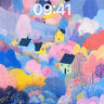 Pastel Village Wallpaper with Dreamy Trees wallpaper for iPhone, iPad & Mac