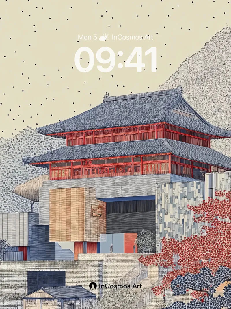 Serene Fusion Wallpaper with Traditional Meets Modern