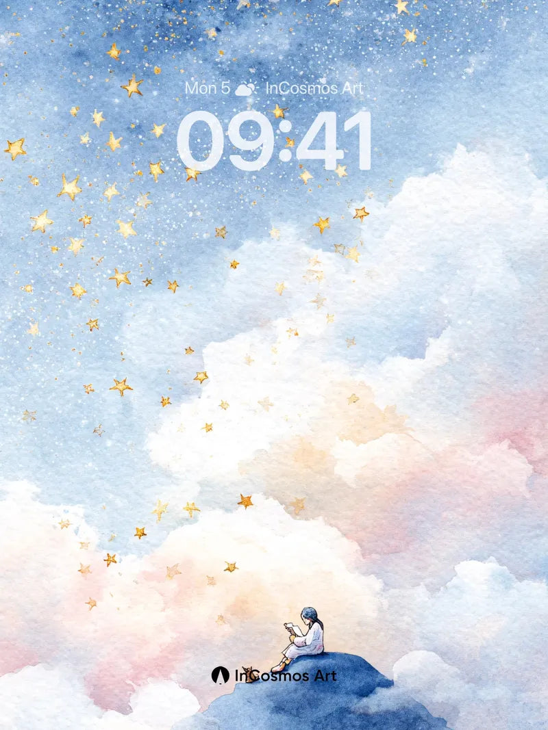 Starry Sky Wallpaper with Cloud Perch