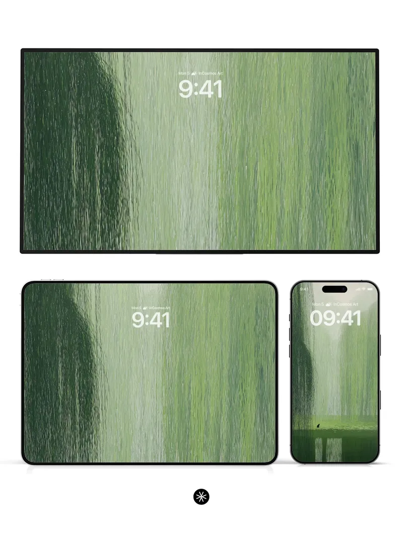 Serene Willow Reflections Wallpaper in Misty Haze