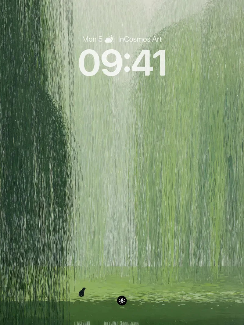 Serene Willow Reflections Wallpaper in Misty Haze