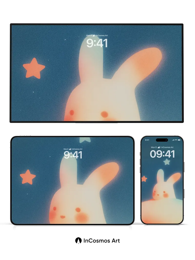 Glowing Hush Wallpaper with Starlit Bunny