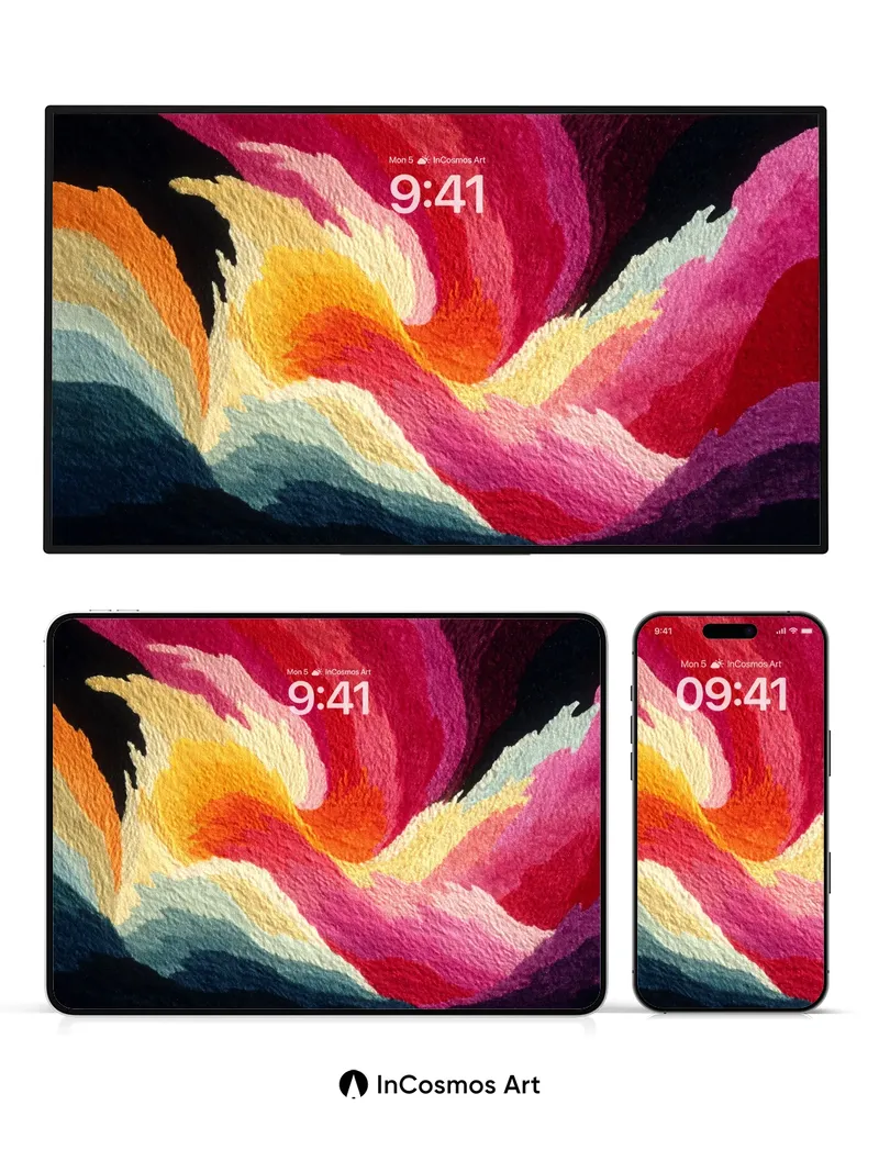 Velvet Flame Wallpaper with Swirling Hues