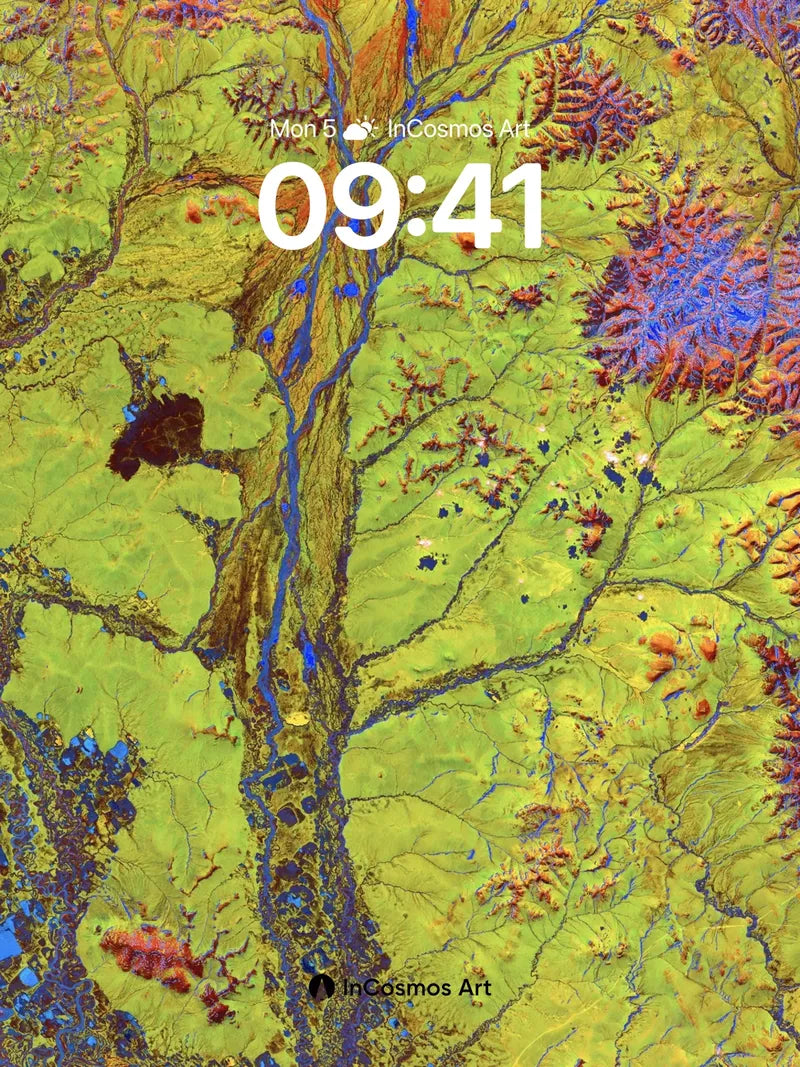 Luminous River Wallpaper with Fractal Canopy