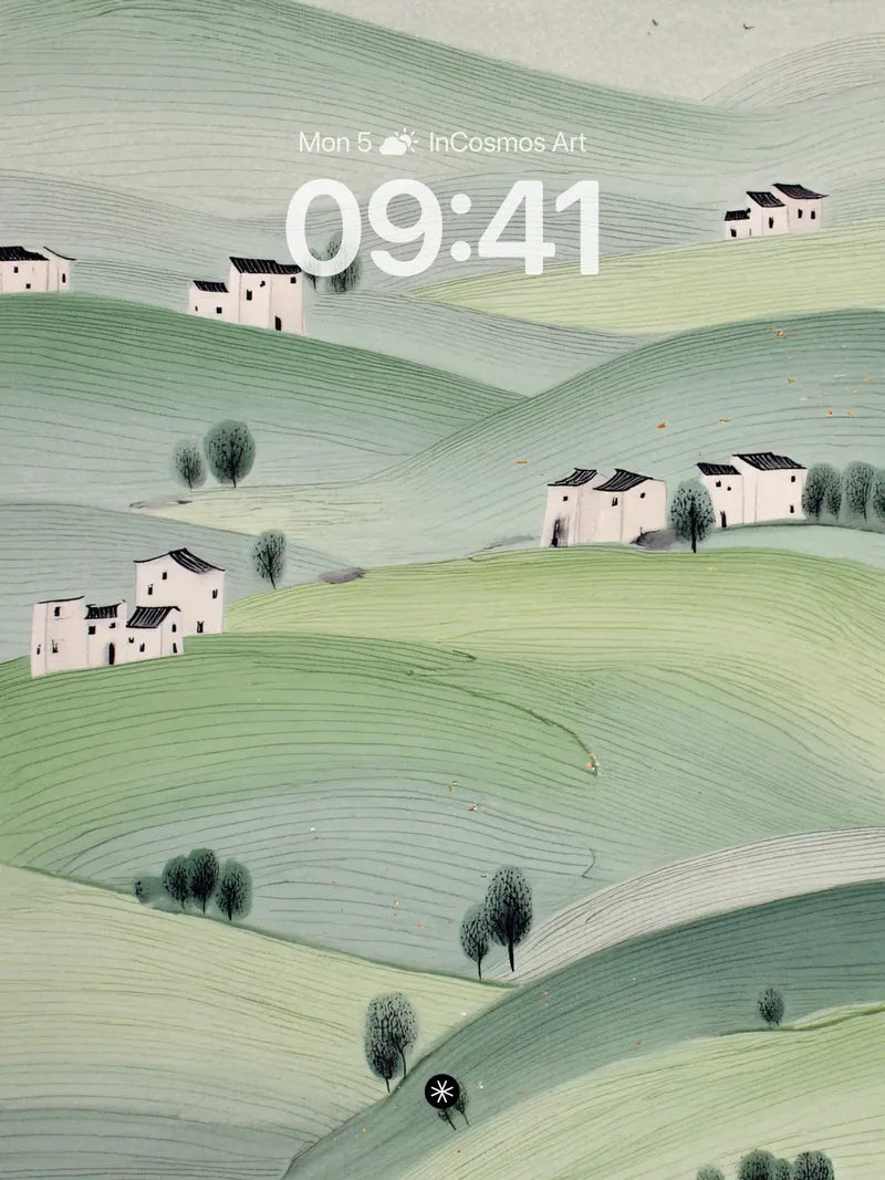 Serene Rolling Hills Wallpaper with Soft Brushstrokes wallpaper for iPhone, iPad & Mac