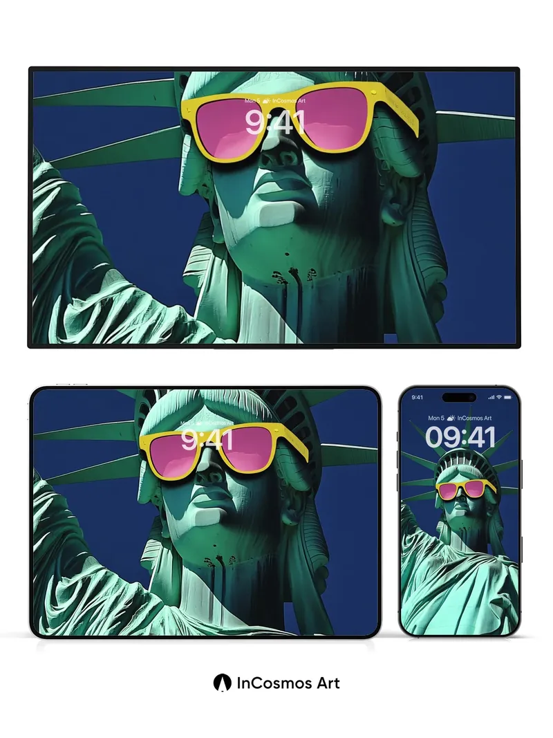 Playful Icon Wallpaper with Neon Sunglasses