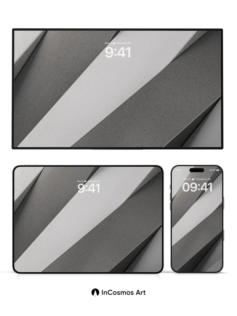 Monochrome Geometry Wallpaper with Shadowed Depth