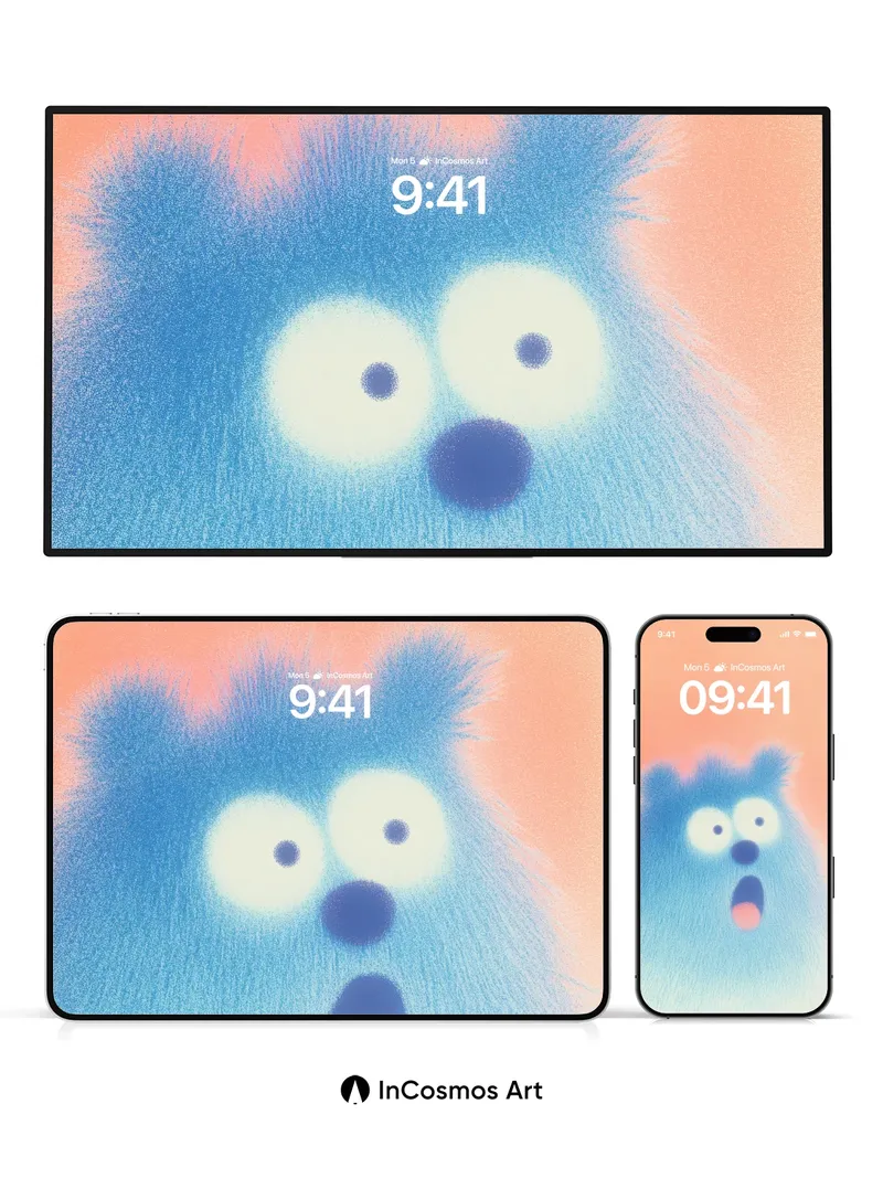 Surprised Fluff Wallpaper with Gradient Hush