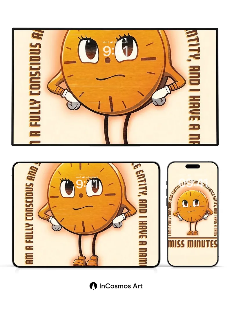 Whimsical Clockface Wallpaper with Sentient Soul