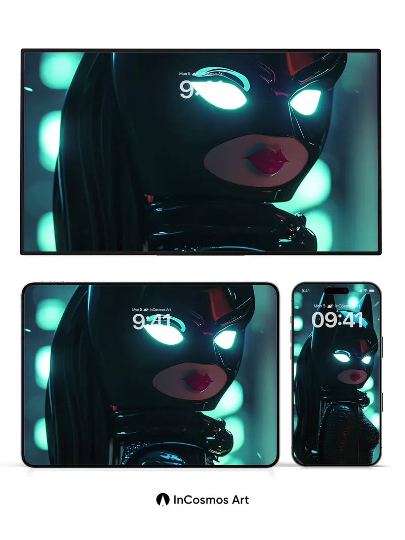 Neon Shadow Wallpaper with Glowing Eyes