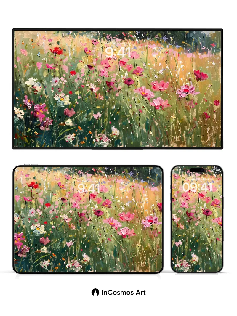Whispering Meadow Wallpaper with Sunlit Petals