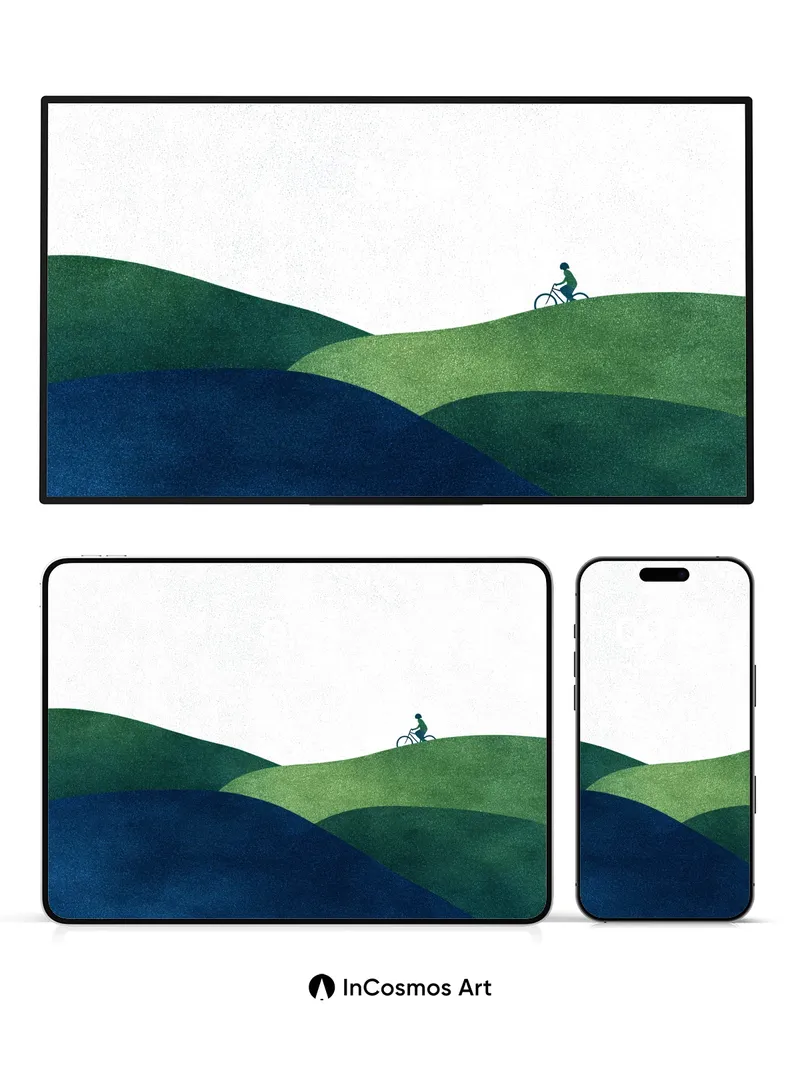 Serenity Ridge Wallpaper with Cyclist Silhouette