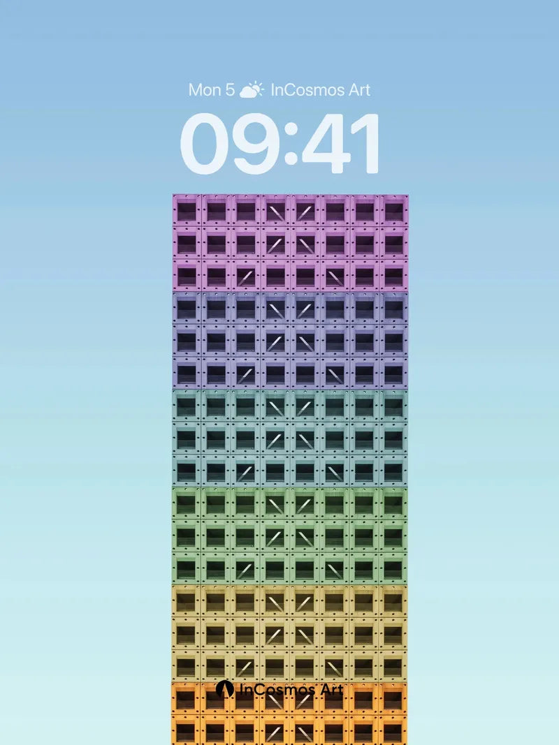 Rainbow Grid Wallpaper with Structural Light