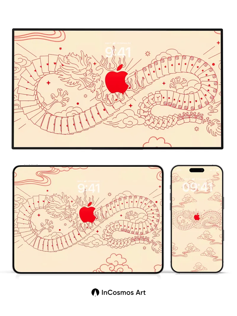 Celestial Dragon Wallpaper with Apple Core