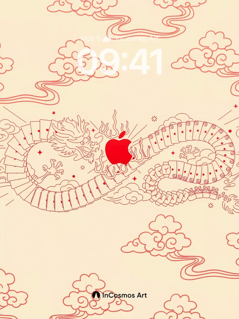 Celestial Dragon Wallpaper with Apple Core