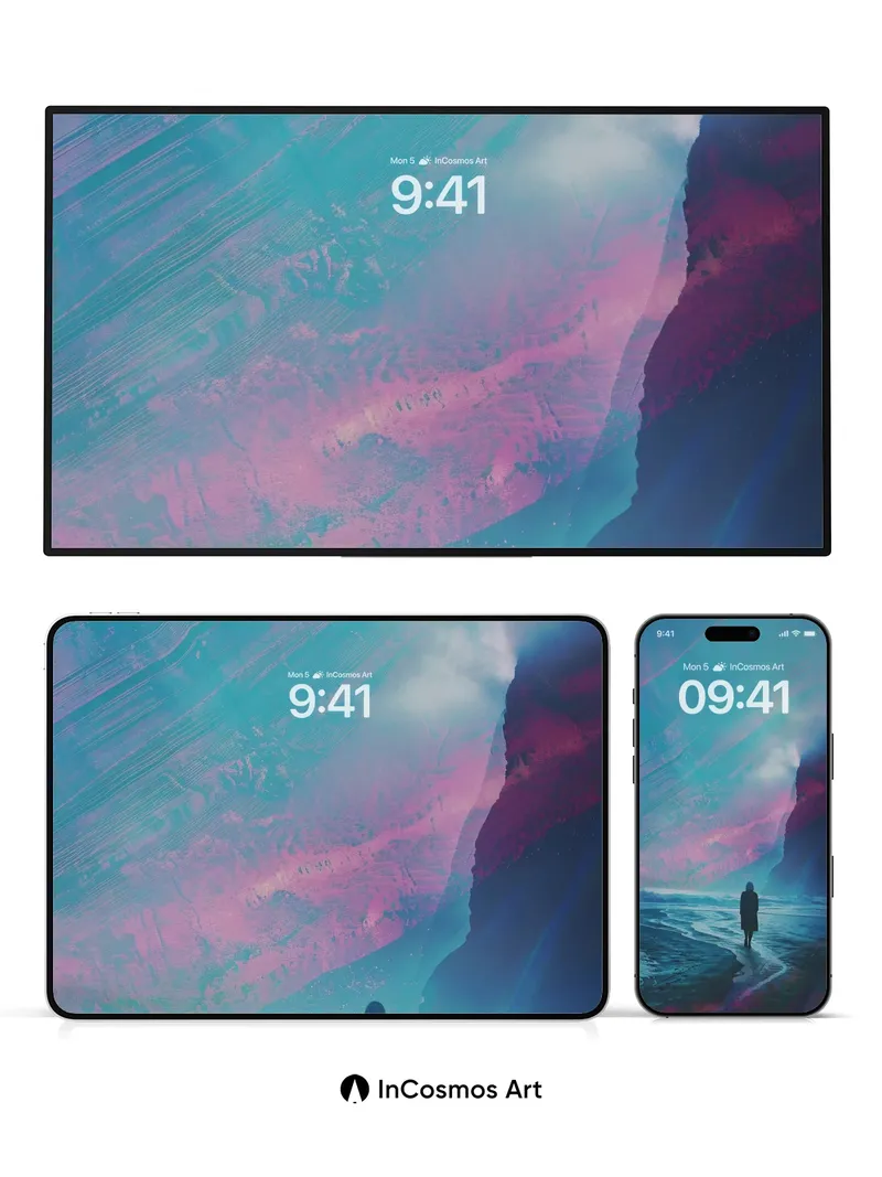 Cerulean Solitude Wallpaper with Cosmic Drift