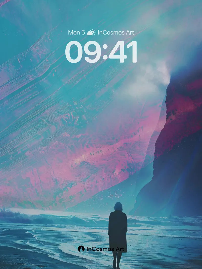 Cerulean Solitude Wallpaper with Cosmic Drift