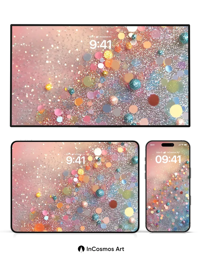 Luminous Drift Wallpaper with Cosmic Confetti