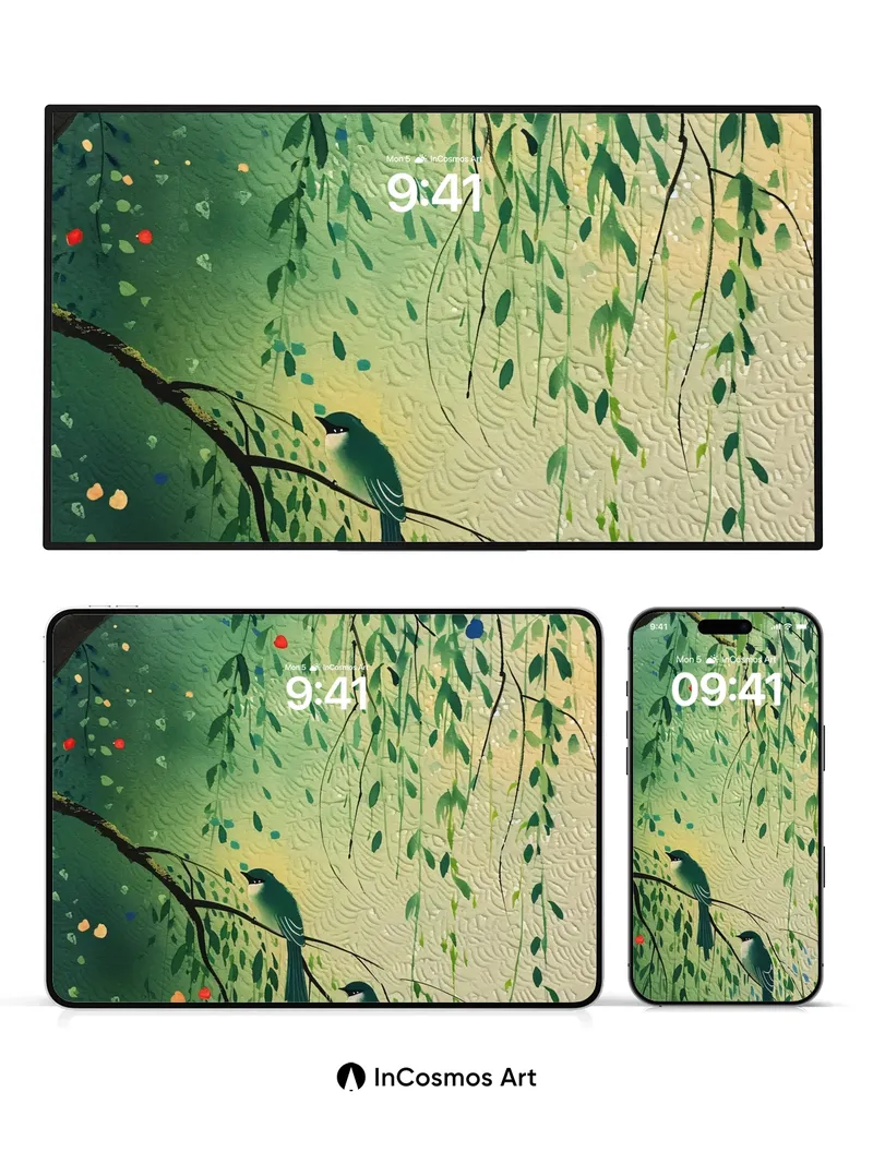 Whispering Willow Wallpaper with Dappled Light