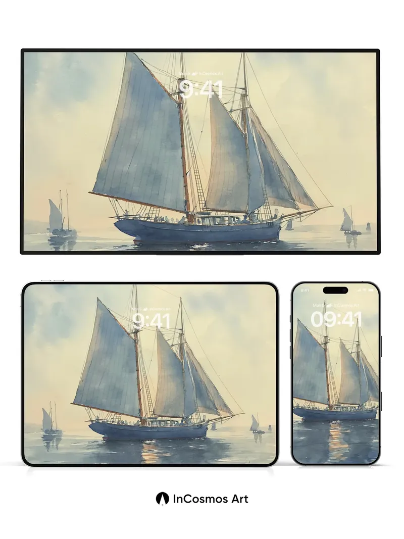 Serenity Sails Wallpaper with Distant Horizons