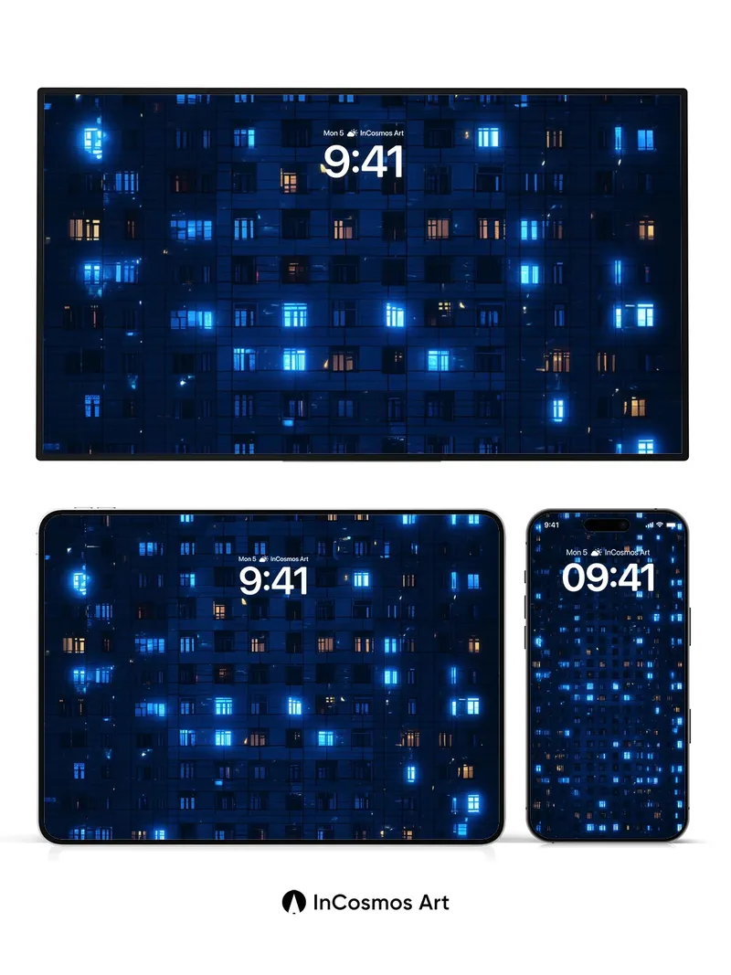 Neon Grid Wallpaper with Silent Pulse