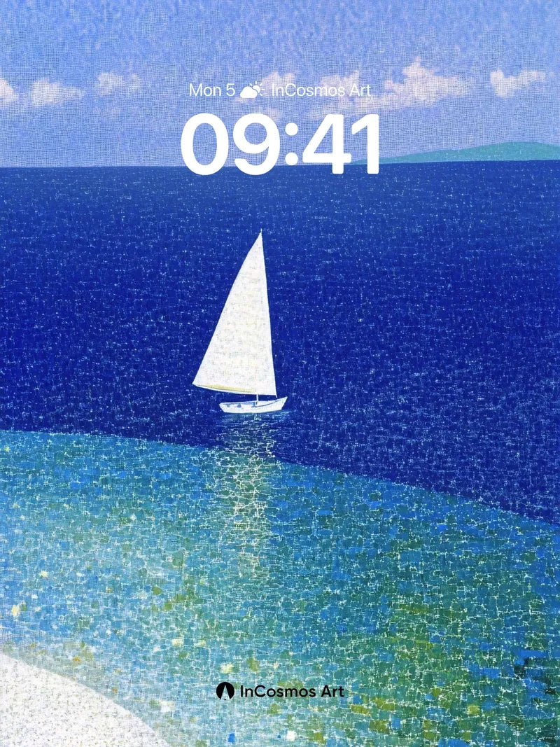 Serenity Sail Wallpaper with Mosaic Sea wallpaper for iPhone, iPad & Mac