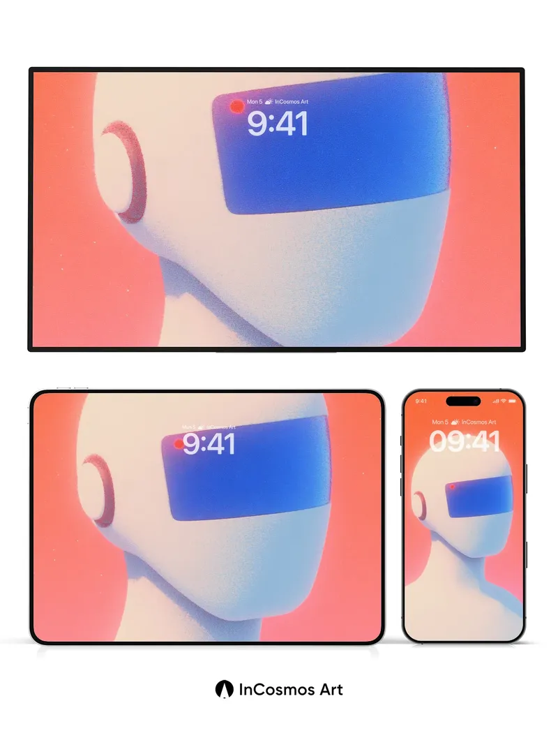 Neon Silence Wallpaper with Glowing Visor