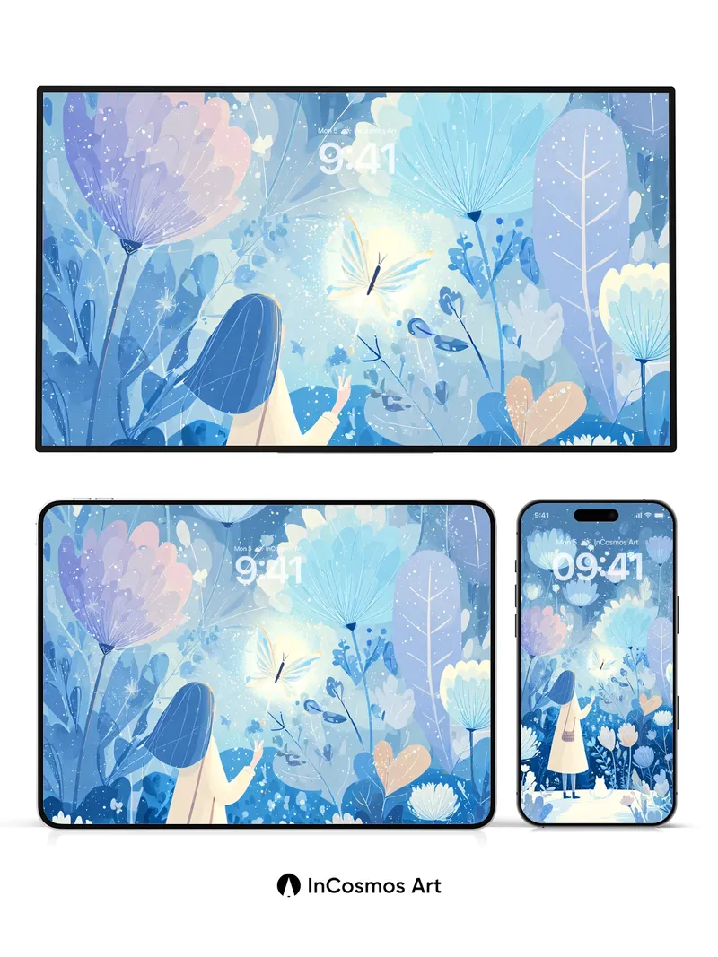 Luminous Garden Wallpaper with Whispering Petals