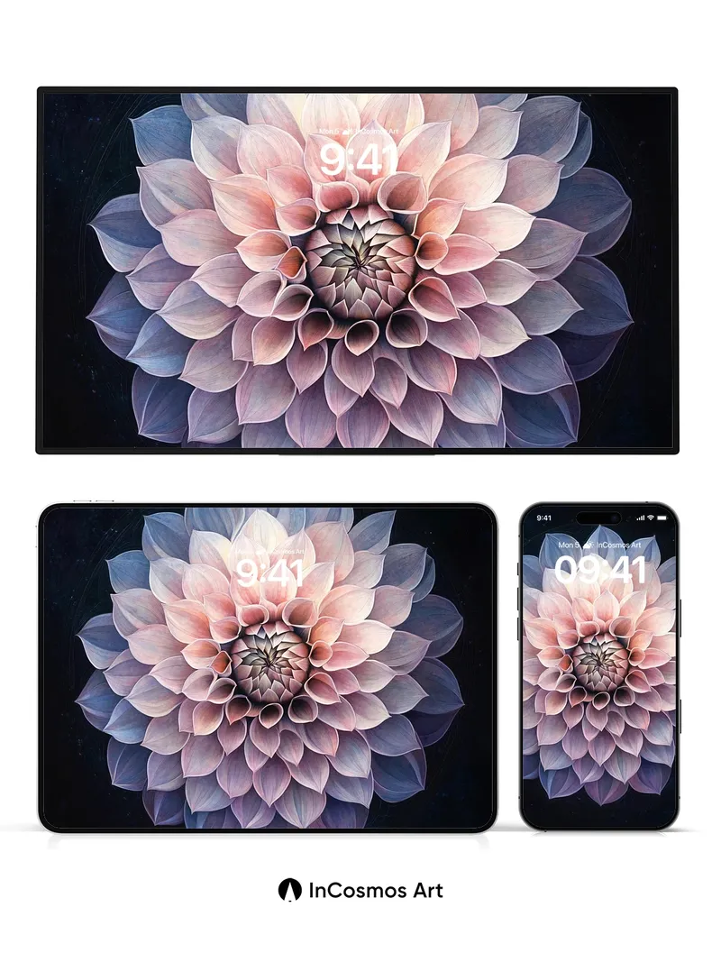 Luminous Spiral Wallpaper with Ethereal Petals