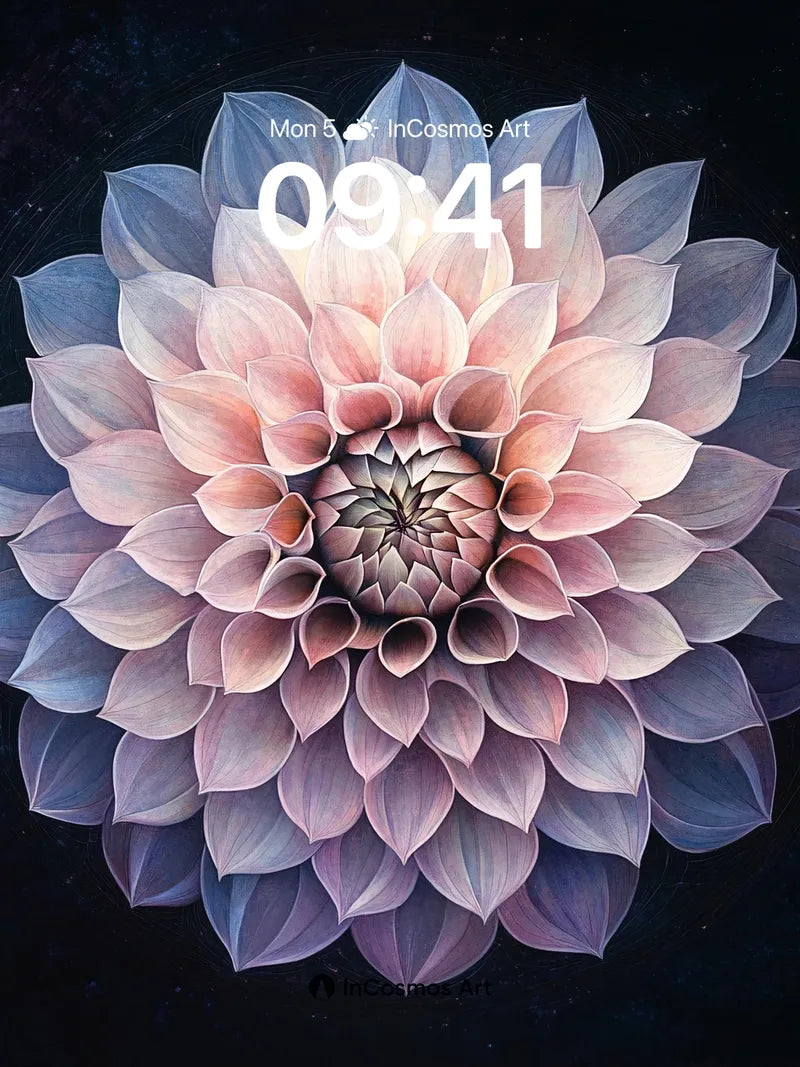 Luminous Spiral Wallpaper with Ethereal Petals