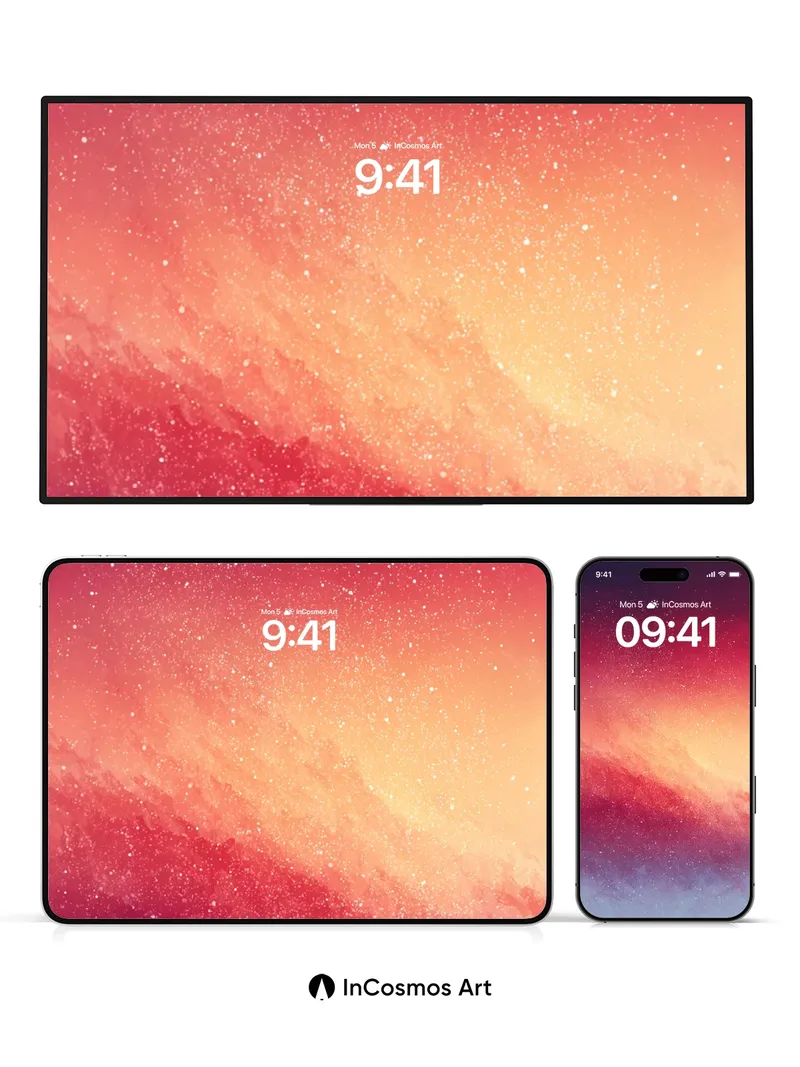 Cosmic Ember Wallpaper with Starlit Veil