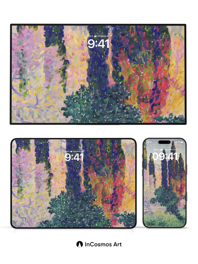 Cypress Whisper Wallpaper with Sunlit Hues