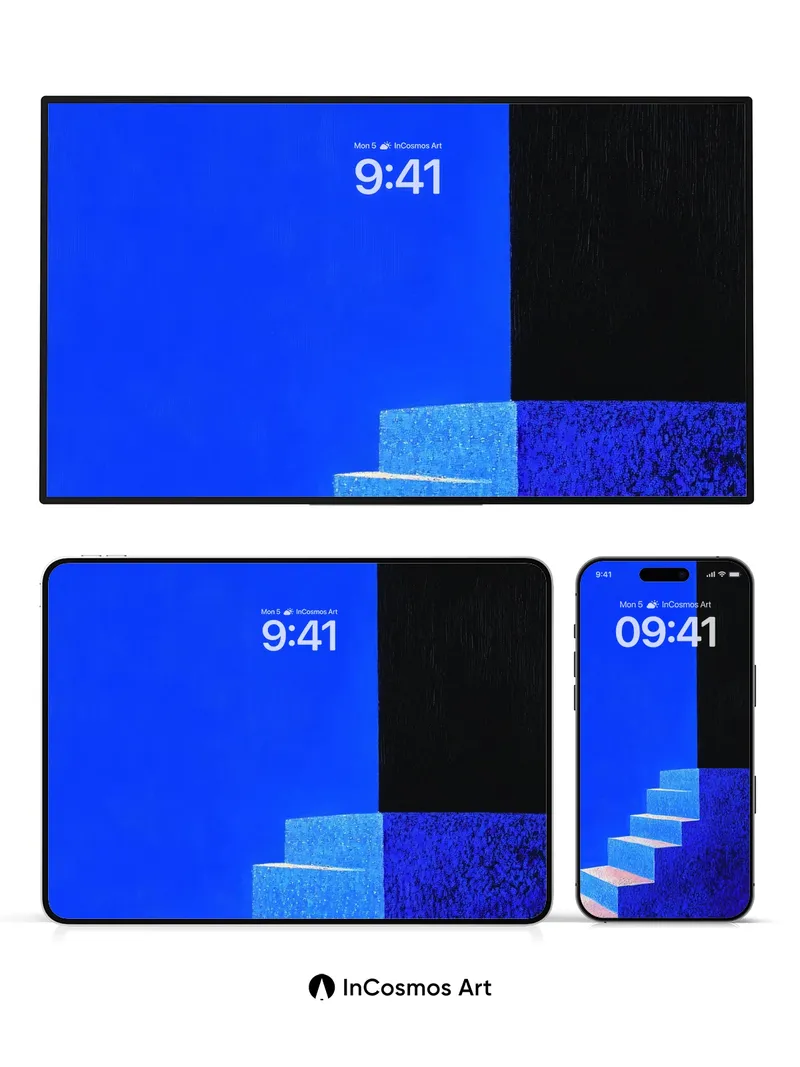 Electric Ascent Wallpaper with Textured Steps