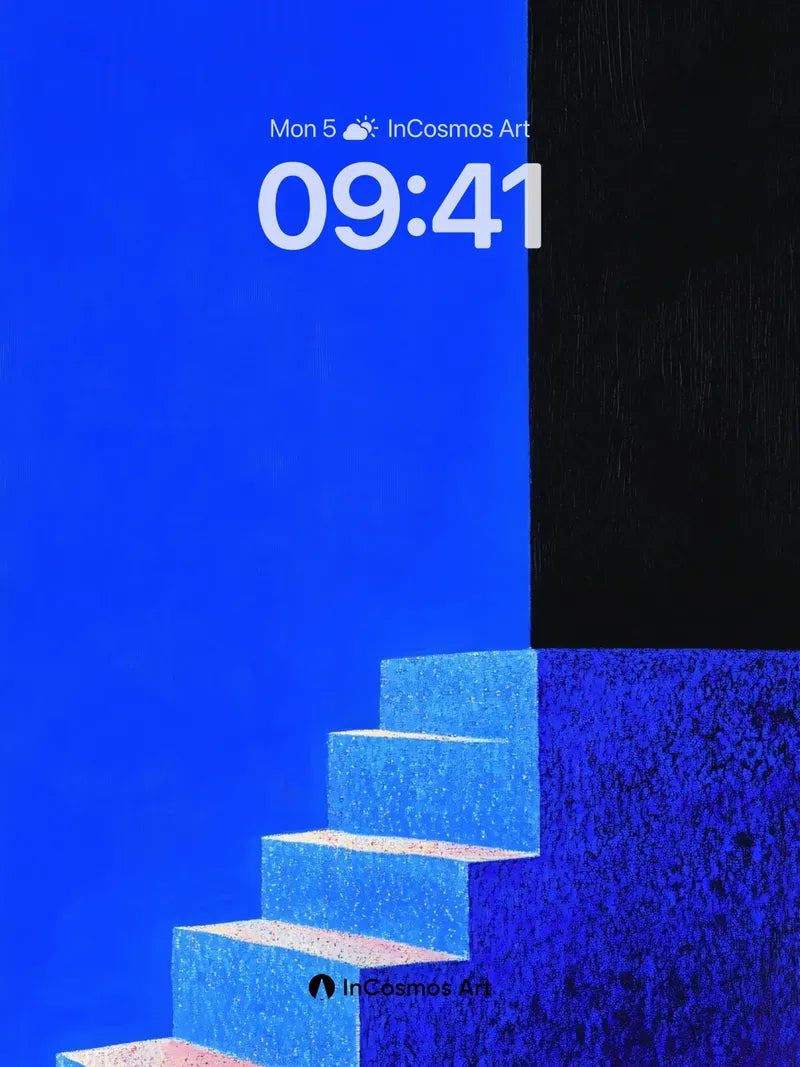 Electric Ascent Wallpaper with Textured Steps