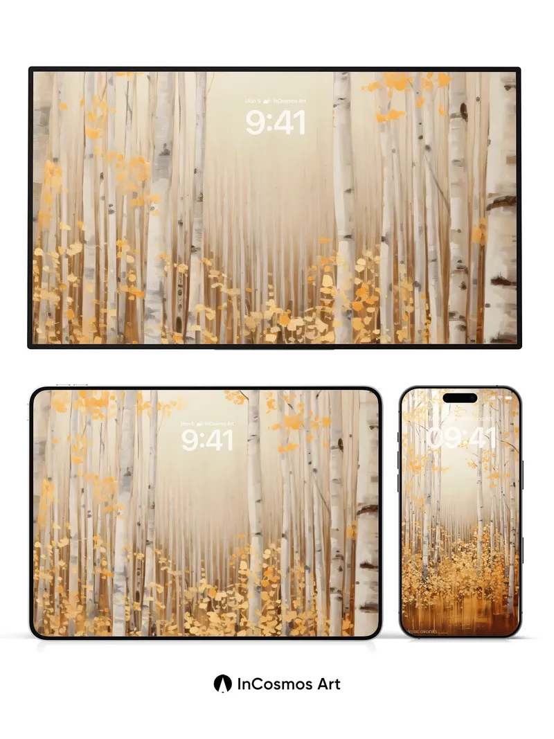 Golden Hush Wallpaper with Birch Whisper