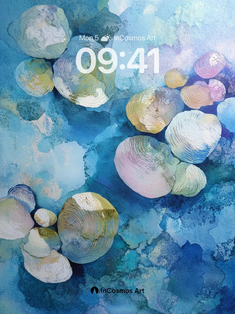Luminous Shell Wallpaper with Oceanic Hues wallpaper for iPhone, iPad & Mac