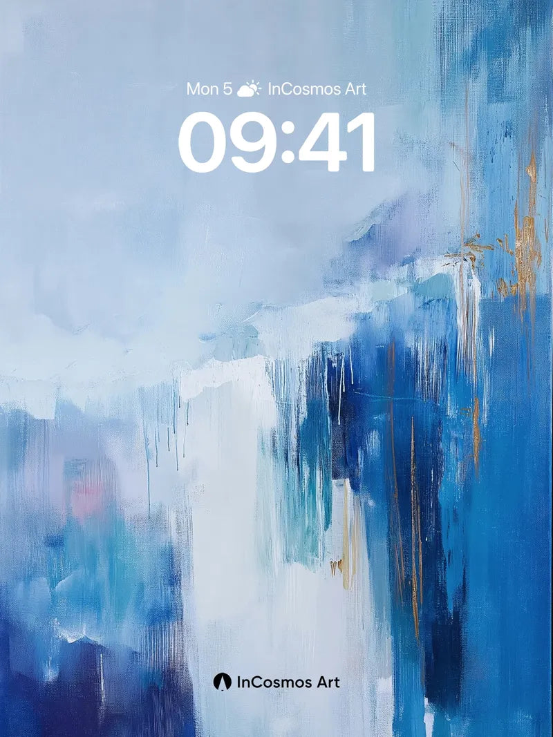 Serene Blue Horizon Wallpaper with Gold Veins