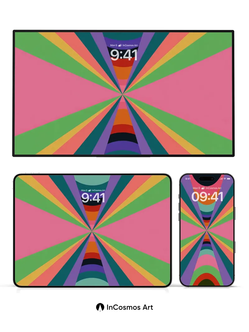 Rainbow Tunnel Wallpaper with Optical Depth