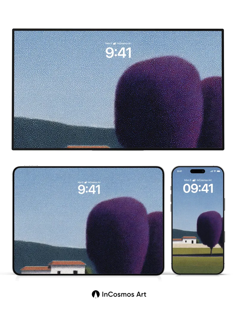 Serenity in Violet Trees Wallpaper with Hidden Depth