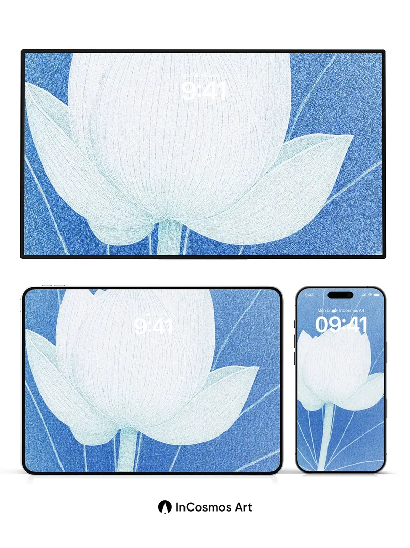 Calm Lotus Wallpaper with Ethereal Lines