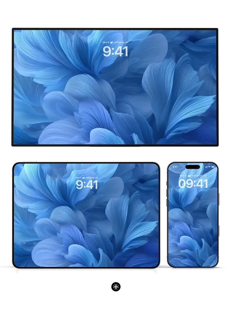 Blue Abstract Petal Wallpaper 4K for iPhone Lock Screen