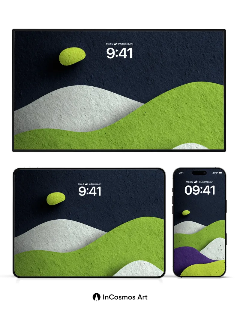 Sculpted Silence Wallpaper with Floating Lime